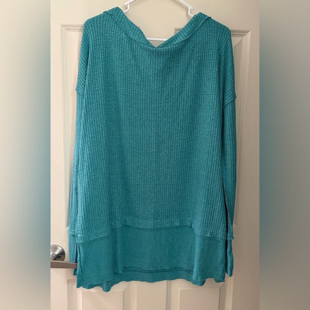 We The Free/Free People North Shore Thermal Tunic Top in Turquoise, Small - Picture 10 of 14